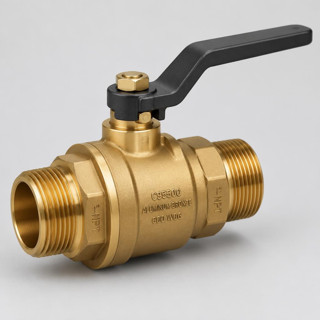 Threaded ball valve — aluminum bronze, illustrative image