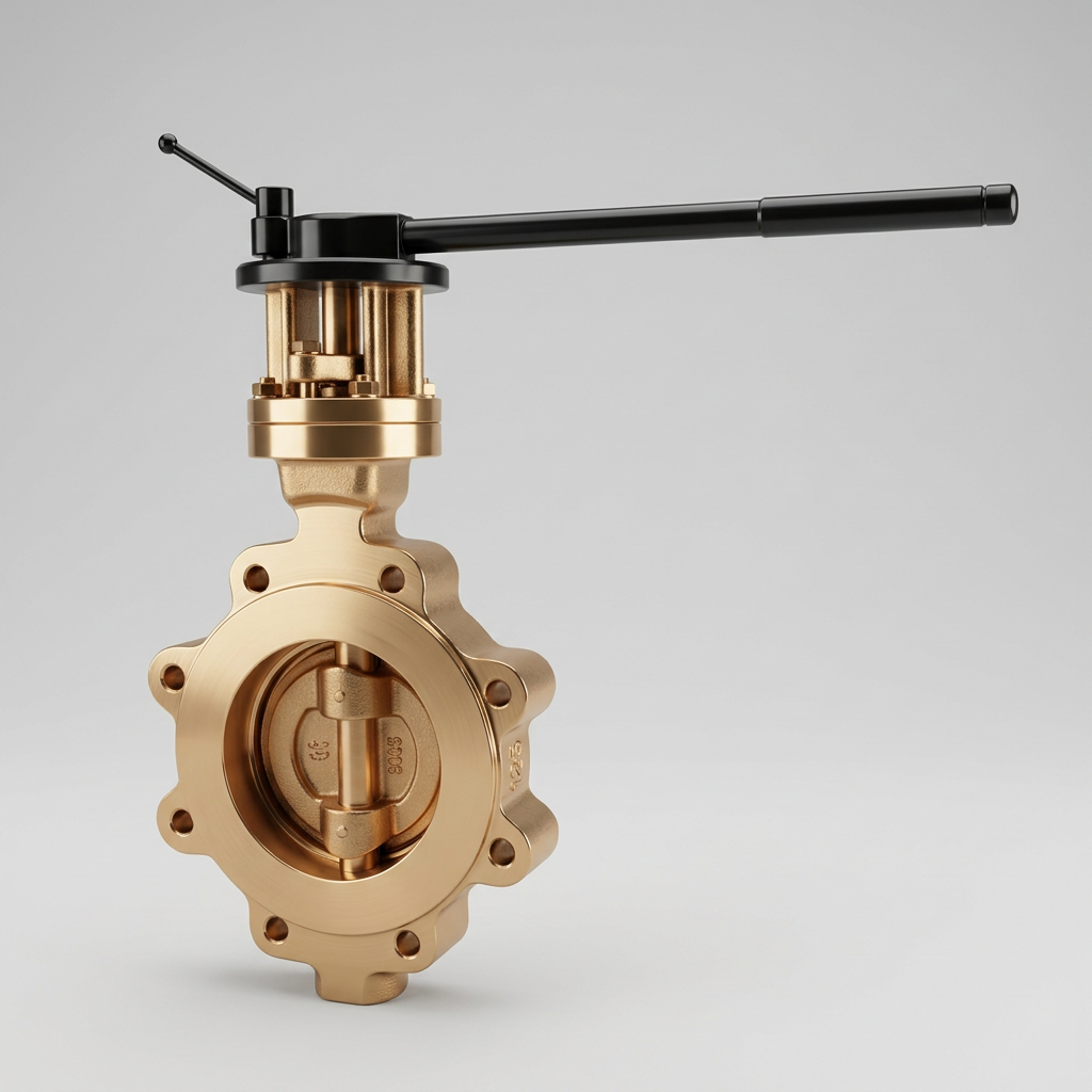Threaded butterfly valve — aluminum bronze, illustrative image